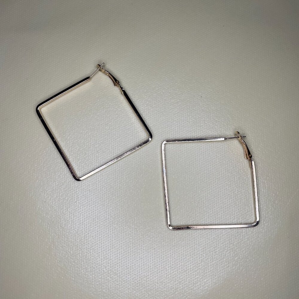 Large Square Hoop Earrings - Geometric Minimalist… - image 4